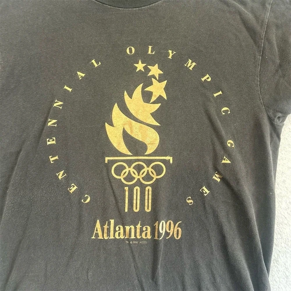 Vintage Olympics Shirt Mens Black Small 1996‎ Atlanta Single Stitch Made in USA